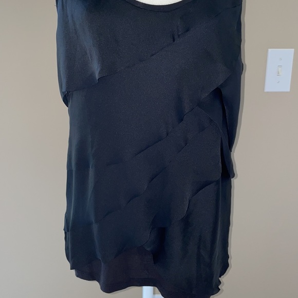 Ann Taylor Black Tank with Flattering Ruffle Front, NWT, Size Large - Picture 3 of 10